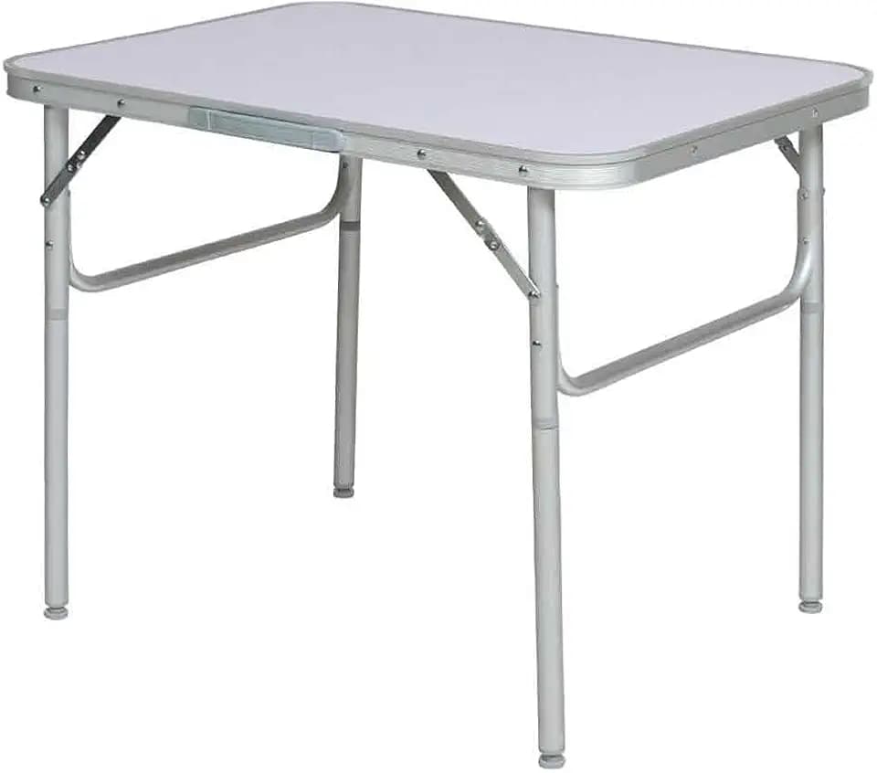 BAKAJI Tisch für Wohnmobil, Campingplatz, Picknick, Aluminium, Tischplatte, verstellbare Füße in 2 Höhen 25/50 cm, faltbar in Koffer für Strand oder Garten (60 x 45 x 50 cm)