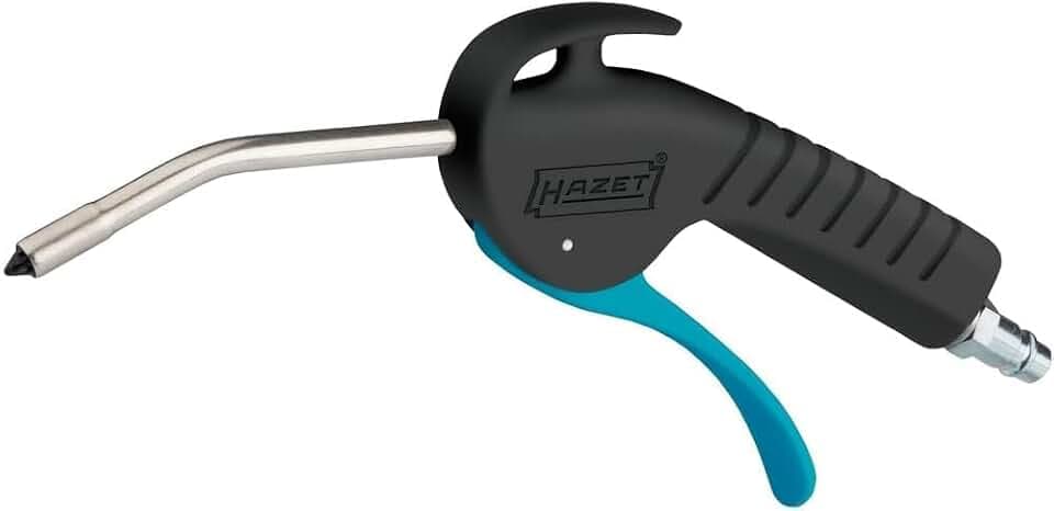 HAZET Ausblaspistole, 100 mm, geräuscharm, mit gebogenem Rohr 9040P-3 | Länge 255 mm, Betriebsdruck 6 bar, 100 g, Schalldruckpegel 76.8 dB(A) Lp A, Luftbedarf 245 l/min, Länge: 255 mm
