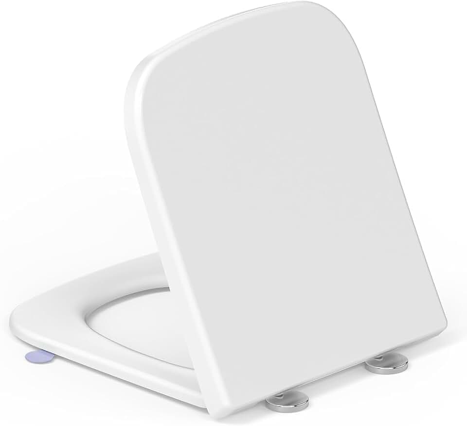 Toilettendeckel mit Absenkautomatik Eckig [KURZ],YEAUPE RPO WC Sitz Quick-Release zur einfachen Reinigung, Urea-Duroplast, abnehmbar bis 150 kg belastbar,42,4 * 36,2 * 4,4CM