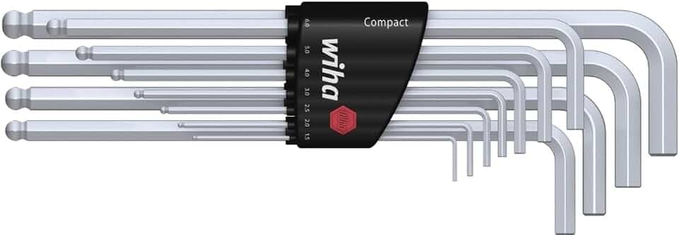 Wiha Stiftschlüssel Set im Compact Halter Sechskant-Kugelkopf, schwenkbar für schwer zugängliche Bereiche, 11-tlg. mattverchromt (36453) 369H11