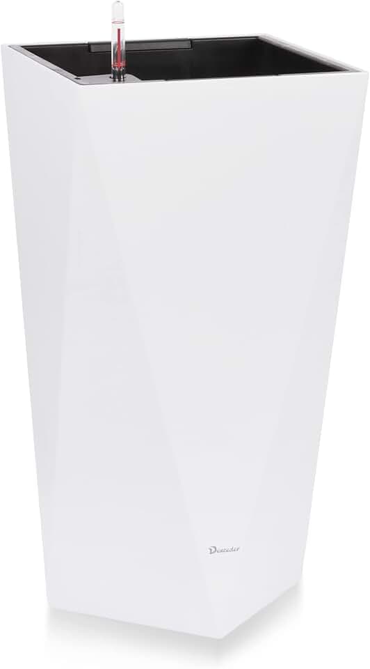 Dexceder 24 Inches Self Watering Tall Planter (White)