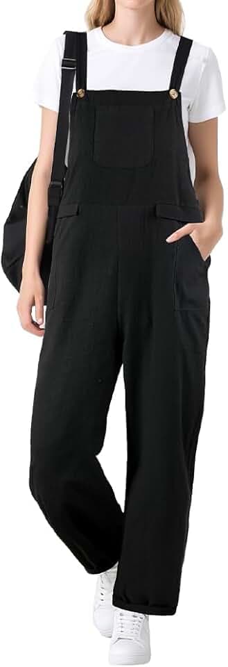 Latzhose Damen Sommer mit Taschen Verstellbare Overalls Trägerhose Beiläufig Loose Hose Bib Pants Stretch Overall Damen Baggy Latzhose für Damen Jumpsuit Strampler Oversize Sommerhose Latzhosen
