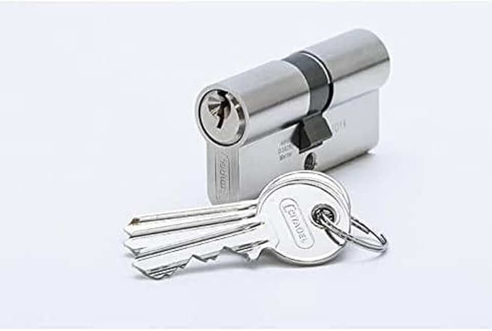 ABUS 21496 CITADEL N 28/34 C Profilzylinder, nickel, 28/34 | Konventionelles Schließsystem, hochwertiger 5-Stift-Zylinder, inkl. 3 Schlüssel, Maße 28/34 mm