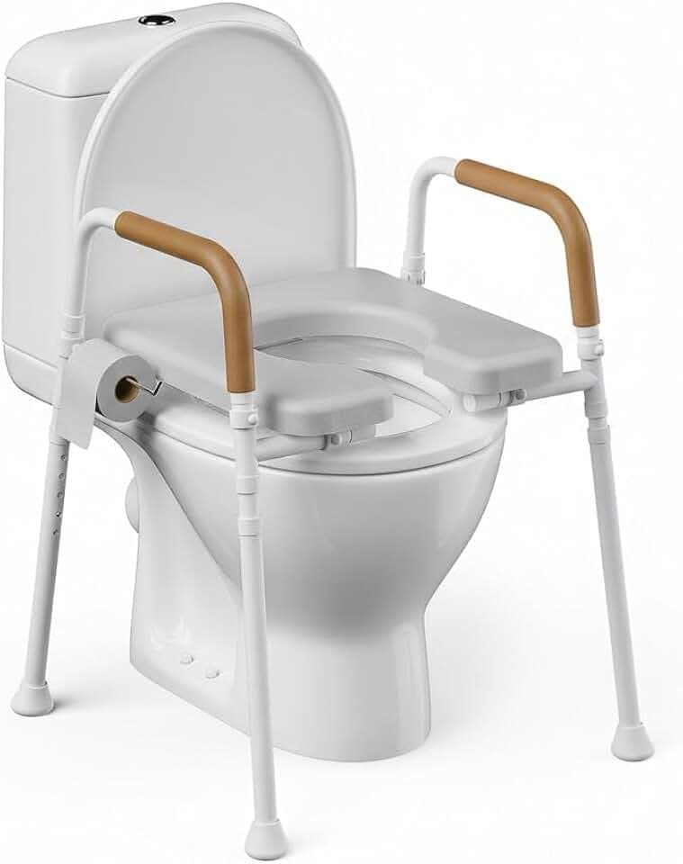 Raised Toilet Seat with Handles for Seniors, Toilet Seat Riser