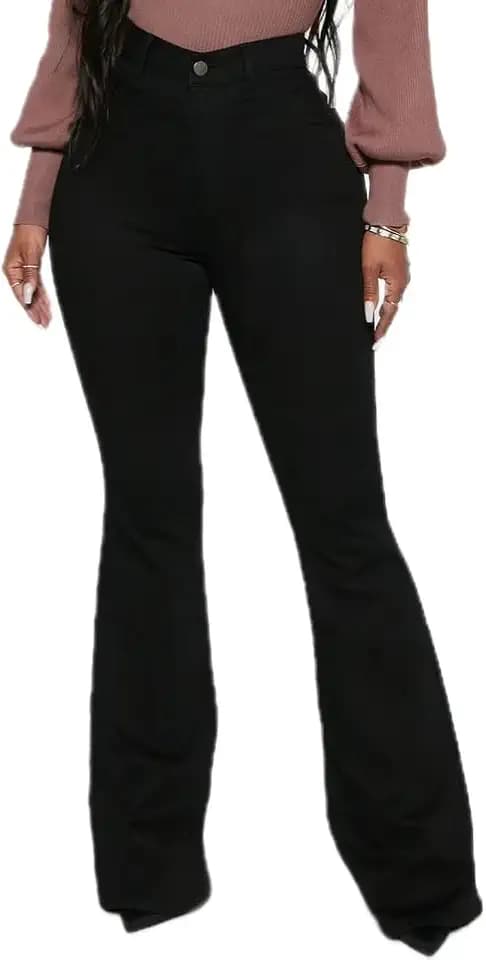 High Waisted Skinny Bell Bottom Jeans for Women Stretch Flare Slim Fit Denim Pants