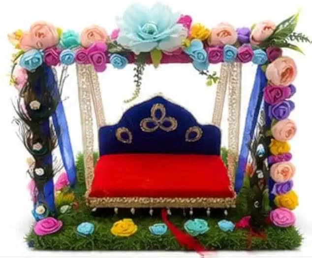 Bal Gopal Krishna Jhula Wooden Handcrafted Swing for Home & Janamashtmi