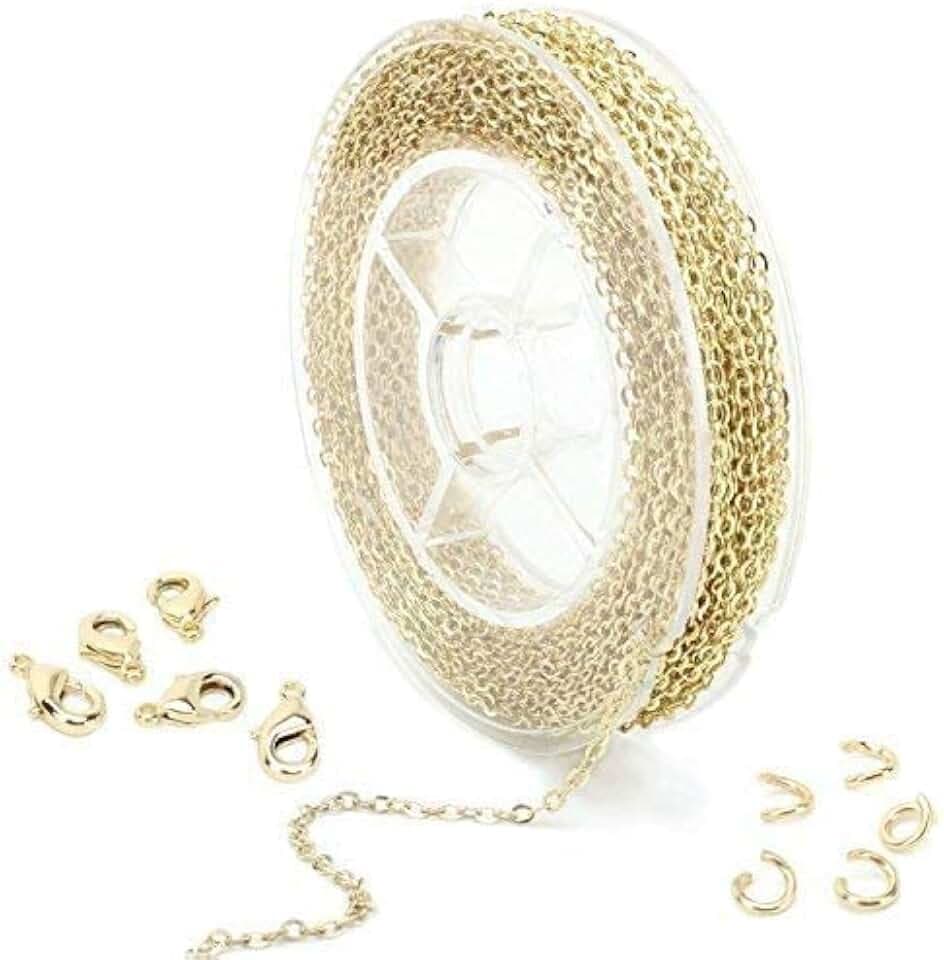 2mm Messing Gold Kabelkette Verschlüsse Ringe Kette für Schmuckherstellung