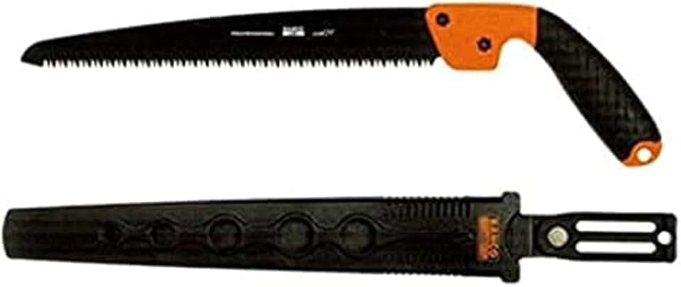 Bahco 4128-JT-H 7 TPI Astsäge mit Sicherheitsholster, Schwarz/Orange, 280 mm