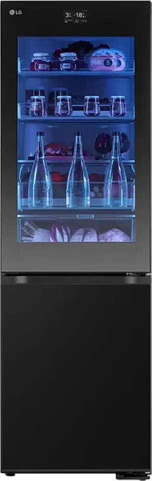 LG GBG7190CEV, Klasse C, 349 L, Kühl-Gefrierkombination mit Instaview und LED, Touch LCD Display, einstellbarem Farbwechsel, Total NoFrost, DoorCooling+, 59.5 x 67.6 x 186cm ꟷ Essence Black Steel