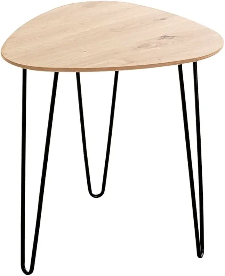 HAKU Beistelltisch Eiche hell schwarz MDF Metall Couchtisch klein - Maße: B 40 x H 43 x T 40 cm Style: Modern