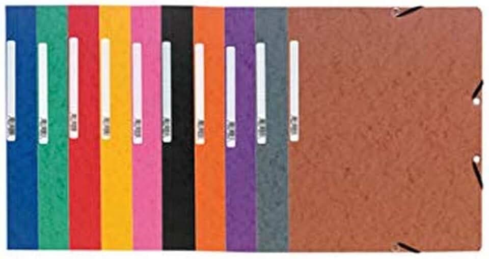 Exacompta 5510E 50er Pack Eckspanner-Mappen. Aus extra starkem Colorspan-Karton DIN A4 mit 2 Gummizügen und Rückenschild farbig sortiert Sammelmappe Dokumentenmappe
