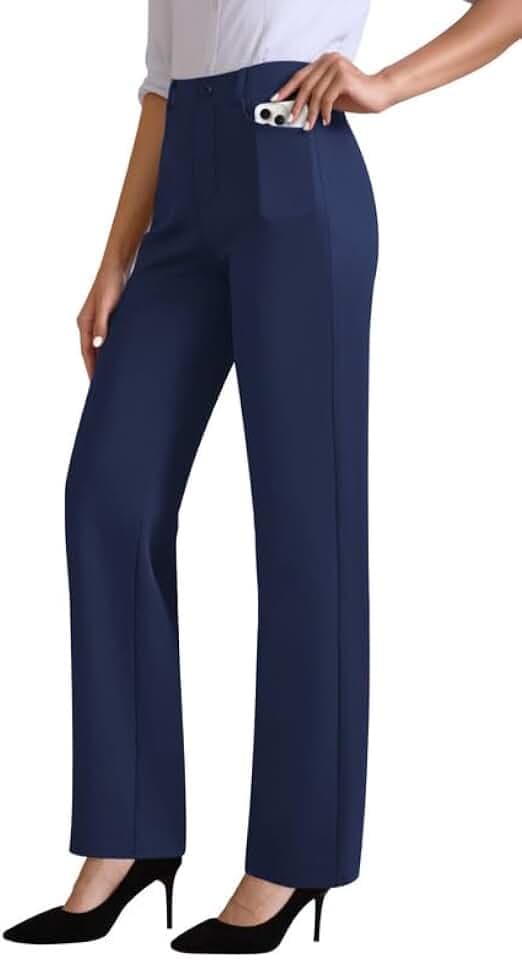 JEKAOYI Womens Dress Pants Stretchy High Waisted Pull On Work Slacks