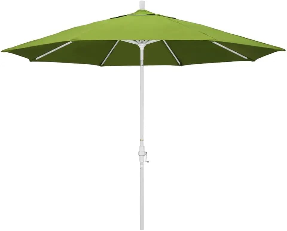 California Umbrella 11' Round Aluminum Market Umbrella, Crank Lift, Collar Tilt, Bronze Pole