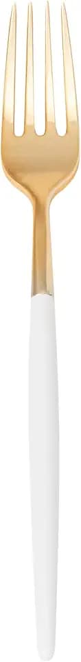Restaurantware-Moderna 7.5 Inch Fancy Disposable Flatware, 50 Durable Plastic Flatware - With White Handle For Grip, Heavy-duty, Gold Plastic Forks, Easily Disposable Or Restaurants