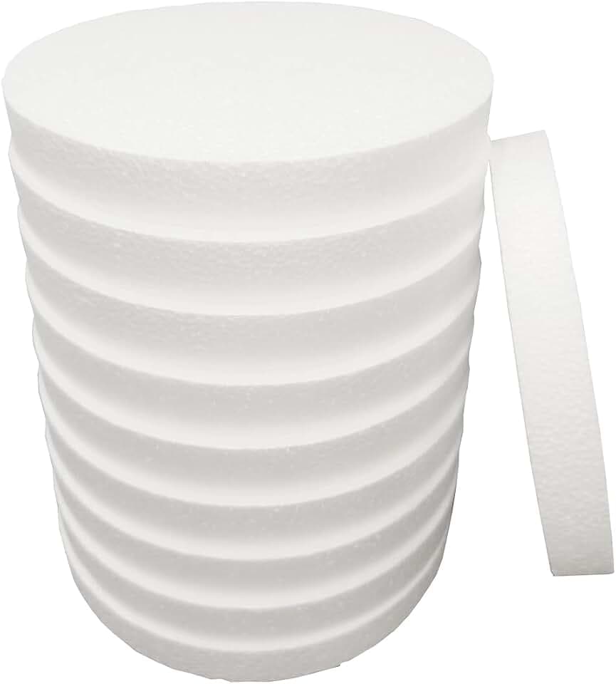 FFchuanhe 8in 10pcs Foam Circles for Crafts Styrofoam Circles Dics 1" Thick