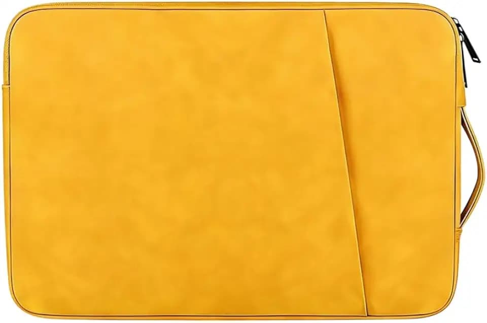 PU Leather Laptop Sleeve 14 inch, Slim Laptop Carrying Case Bag Computer Sleeve Cover Compatible with MacBook Air/Pro, HP, Dell, Lenovo, Asus(Yellow)