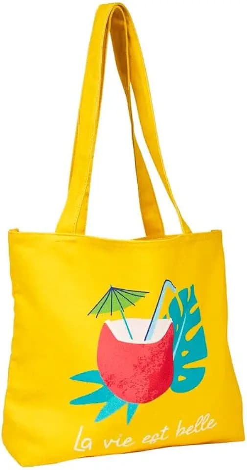 Draeger Paris – Tote Bag "La vie est belle"(auf Französisch) – leicht, robust und ultraweich – geräumige Innenseite – Tote Bag aus 100% Baumwolle - Einkaufstasche wiederverwendbar