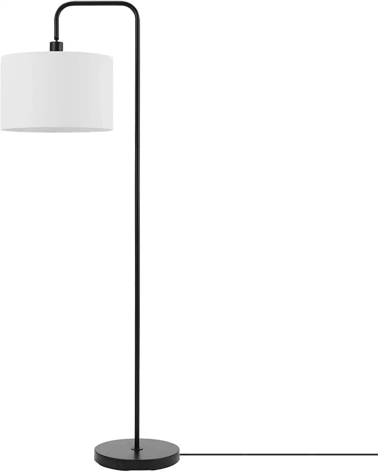 Globe Electric 67065 58" Floor Lamp, Black, Dark Gray Velvet Shade, On/Off Socket Rotary Switch, Living Room Décor, Reading Light, Home Essentials, Bedroom, Office Accessories