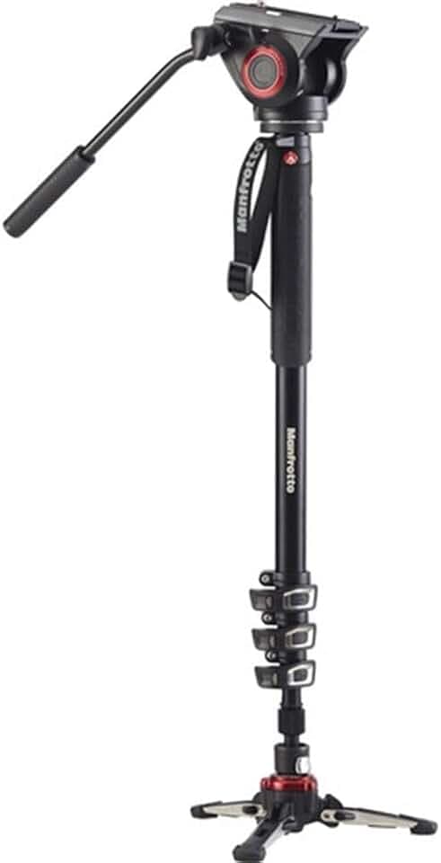 Manfrotto Video Monopod XPRO+, Kamera- und Videostativ mit Videokopf, 4-Segment-Ausführung in Aluminium mit Fluid Base, Fotografie-Zubehör für Content Creation, Video und Vlogging