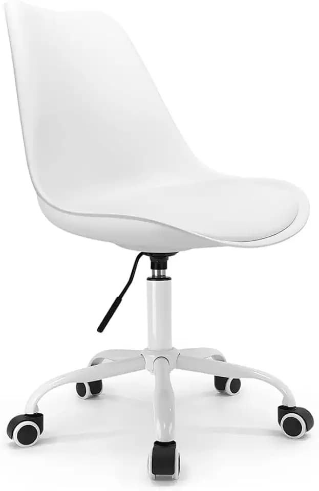 Waytex Bürostuhl, skandinavisch, weiß, mit Rollen, höhenverstellbar, Fuß aus lackiertem Metall, Weiß