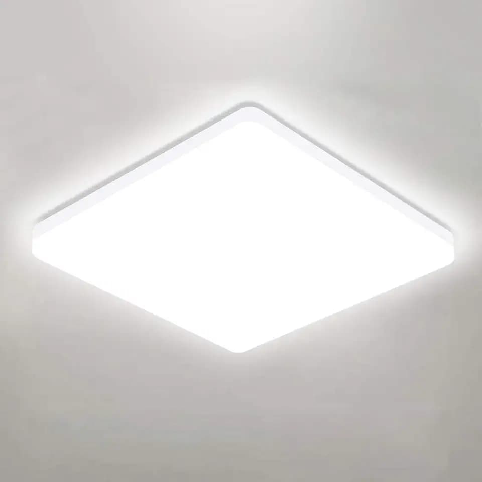 OOWOLF 25W 6000K LED Flush Mount Ceiling Light Fixture Ultra Slim, 12inch Waterproof Bathroom Square LED Ceiling Lamp Fixture Without Flicker, 85Ra+ Daylight White for Kitchen Bedroom Hallway Office