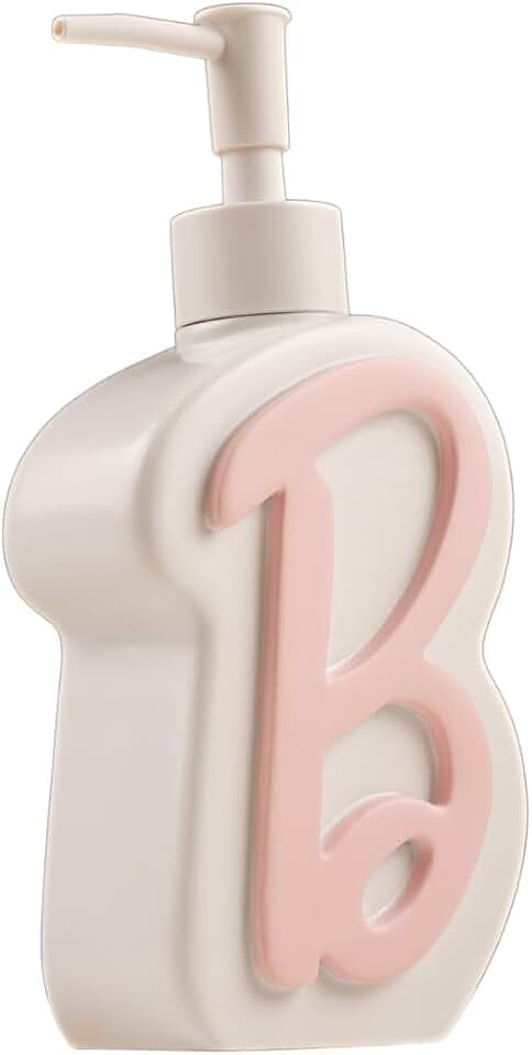 Collectibles Barbie Light Pink B Monogram Soap/Lotion/Hand Sanitizer Resin Pump Dispenser, 11.69 Ounces, (Officially Licensed Product) By Franco