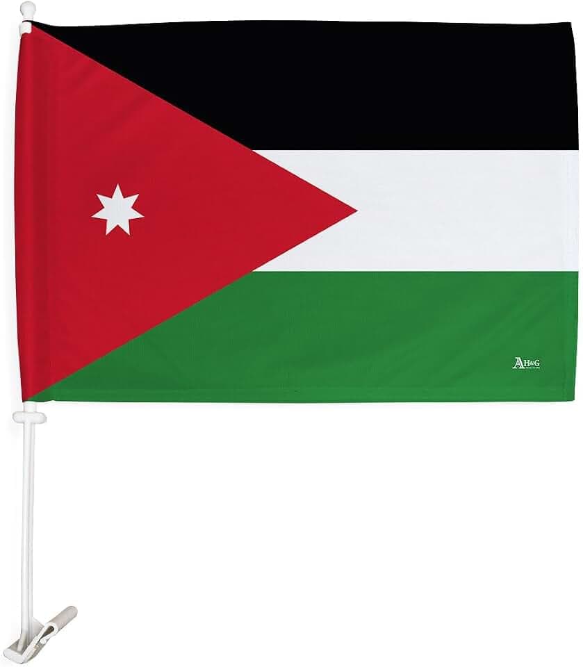Jordanian Car Flag Bandera para Carros De Jordan Decor for Window Clip Mount Auto Accessories Sport Fan Gifts League Olympics Party Supplies Patriotic Decorations Made in USA