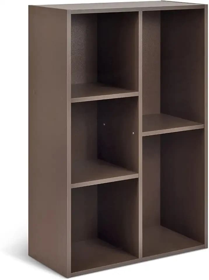 Amazon Basics Bücherregal mit 5 quadratischen Fächern, Espresso, 50 x 24 x 80 cm