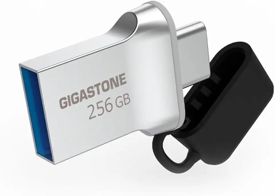 GIGASTONE 256GB Nano Luxus Dual USB Flash Drive, USB-C & USB-A, 100MB/s High-Speed Storage, Metal Design