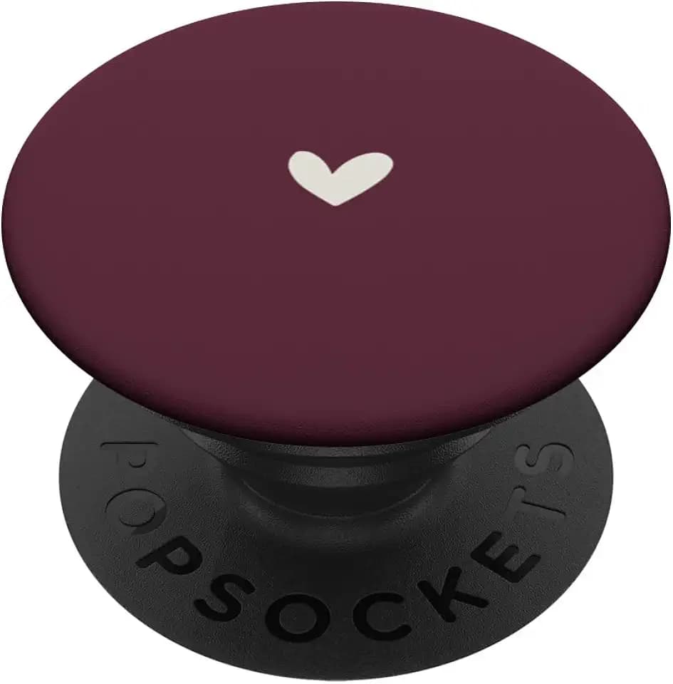 Burgundy Plum - Cute Simple Chic Boho Hand Drawn Heart PopSockets Adhesive PopGrip