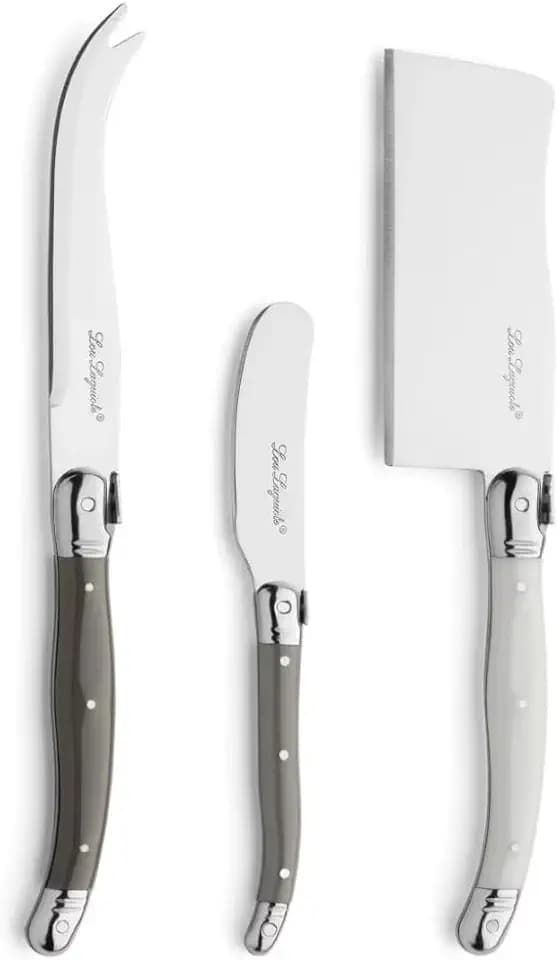 Laguiole Käsemesser / 3-teiliges Set / Aus Edelstahl / Silber Farbige Messer / Griffe aus Polypropylen / Spülmaschinenfest