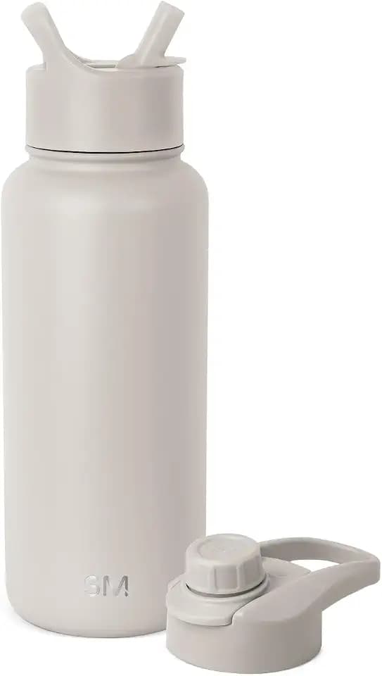 Simple Modern Water Bottle with Straw and Chug Lid Vacuum Insulated Stainless Steel Metal Thermos Bottles | Reusable Leak Proof BPA-Free Flask for Sports | Summit Collection | 32oz, Almond Birch