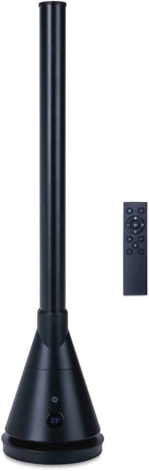 NEWTECK Heizlüfter Dual 365, Ventilator ohne Flügel, Keramik-Heizung, Höhe 101 cm, Fernbedienung, Oszillierend, Thermostat, 9 Stufen, Timer 8 h, Temp. Verstellbar, Touchscreen, 1800 W, Schwarz