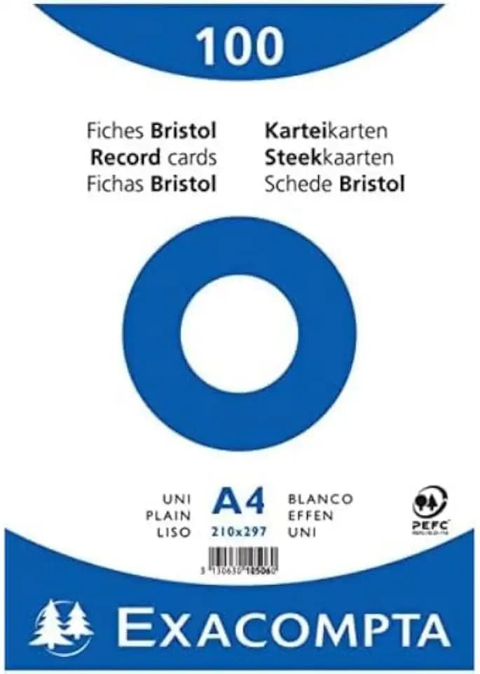 Exacompta 100 Karteikarten blanko Ungelocht in Folie 210x297 mm Weiß