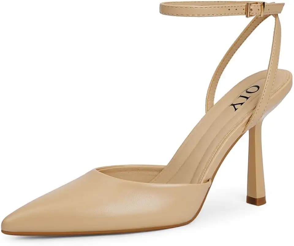 QIY Closed Toe Heels for Women Pumps High Heel Strappy Sandals