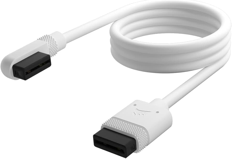 Corsair iCUE LINK Slim Kabel - 1x 600mm Gerade/Schlank 90° - Weiß
