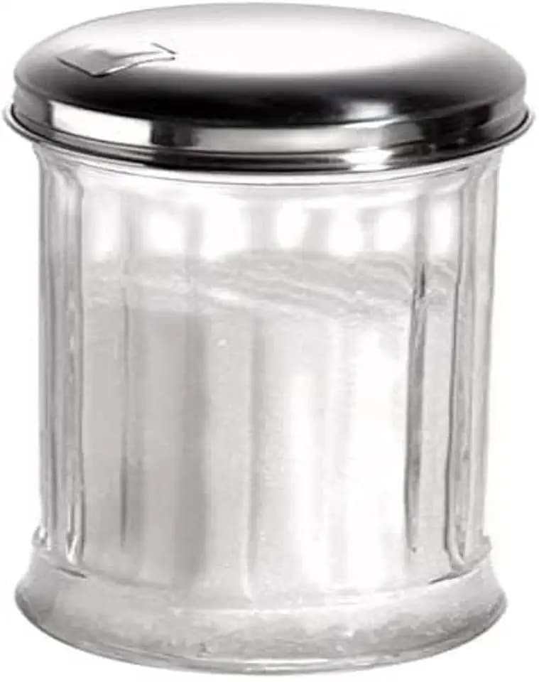 APS Zuckerdosierer, Zuckerspender, Zuckerstreuer, Schraubdeckel mit Klappe aus Edelstahl, mit Dosierklappe, Ø 7,5 cm, 13, 5 cm Höhe, für 320 ml Inhalt