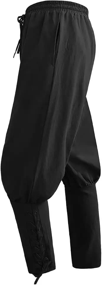 Herren Mittelalter Hose mit Schnürung, Piraten Halloween Steampunk Kostüm