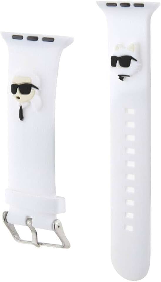KARL LAGERFELD KLAWMSLKCNH Uhrenarmband für Apple Watch 38/40/41mm Weiß strap 3D Rubber Karl&Choupette Heads