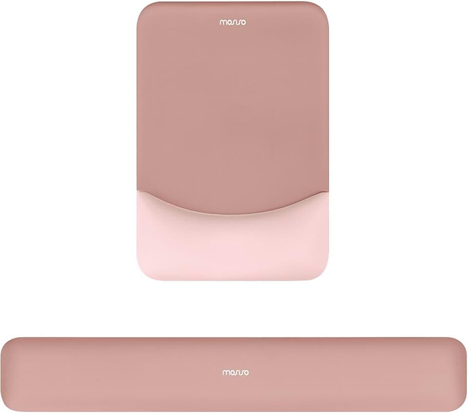 MOSISO Wrist Rest Support Mouse Pad & Keyboard Set, Salmon Pink