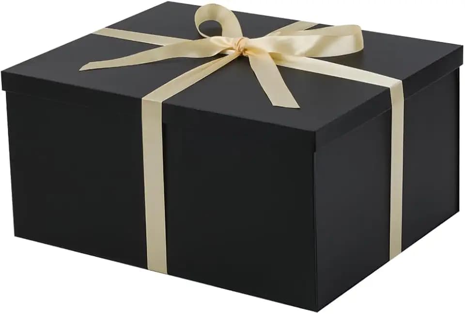 1Pcs Black Extra Large gift box with lids 16.5×13×8 Inches gift boxes for presents,Birthday Box (include Ribbon, Paper Shred Filler Gift Card & Envelopes)