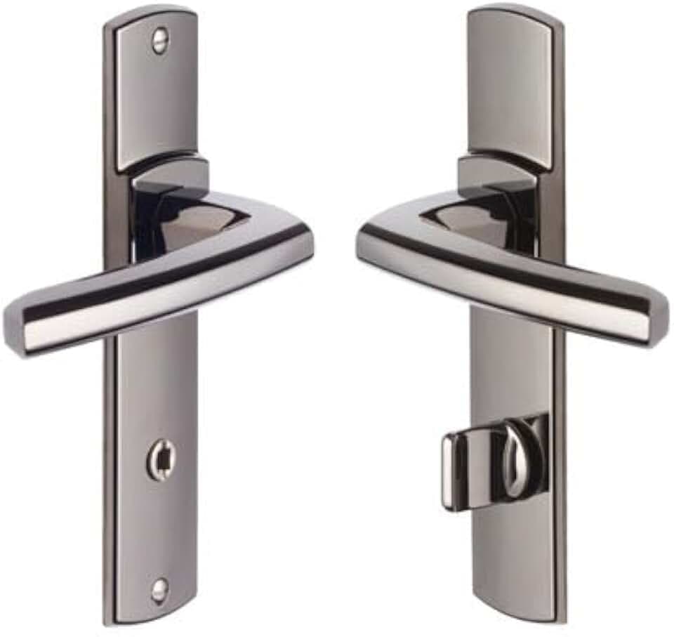 Vachette Türgriff-Set auf SULT-Platte – Version mit Verurteilung für WC & Badezimmer – Abstand 165 mm – Material Zamak – strapazierfähiges Zamak-Material – schwarze Diamant-Oberfläche