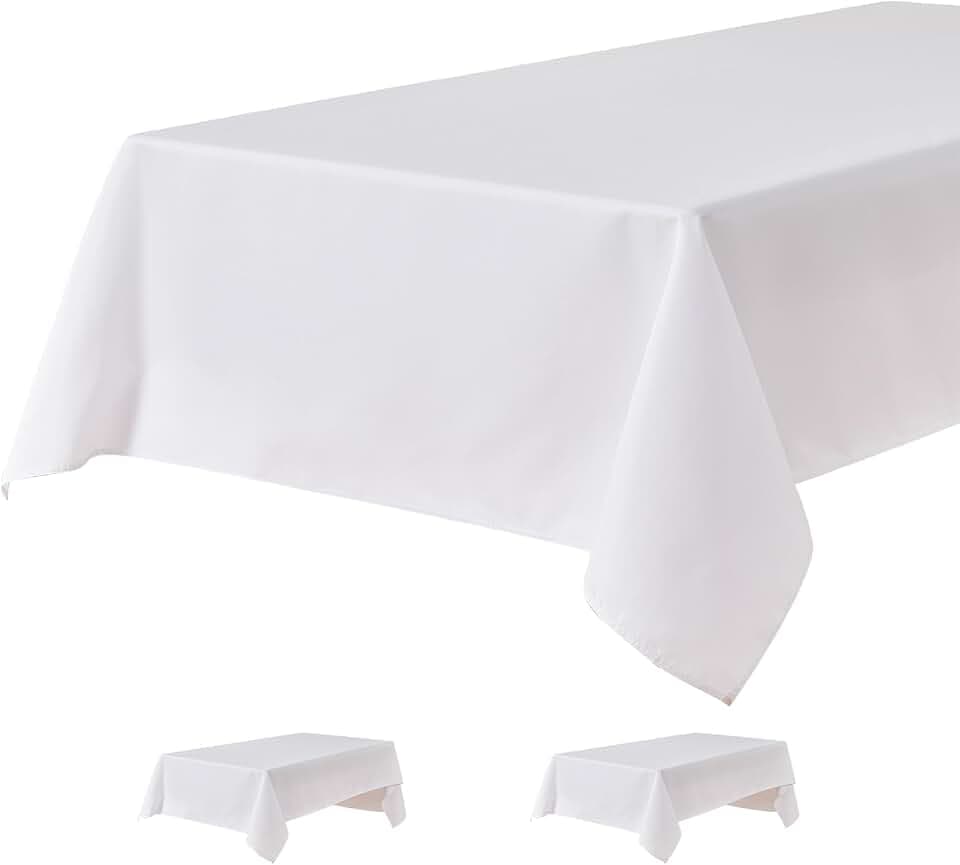 Tischdecke in weiß 140 x 180 cm, wasserdicht aus Oxford-Gewebe, 2 Stück