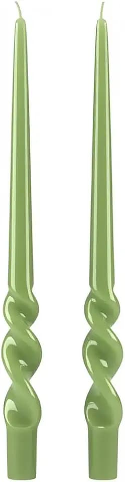 Set mit 2 gewollten Kerzenleuchtern, lackiert, Handarbeit, Höhe 40 cm, Cereria di Giorgio – Farbe Pistazie