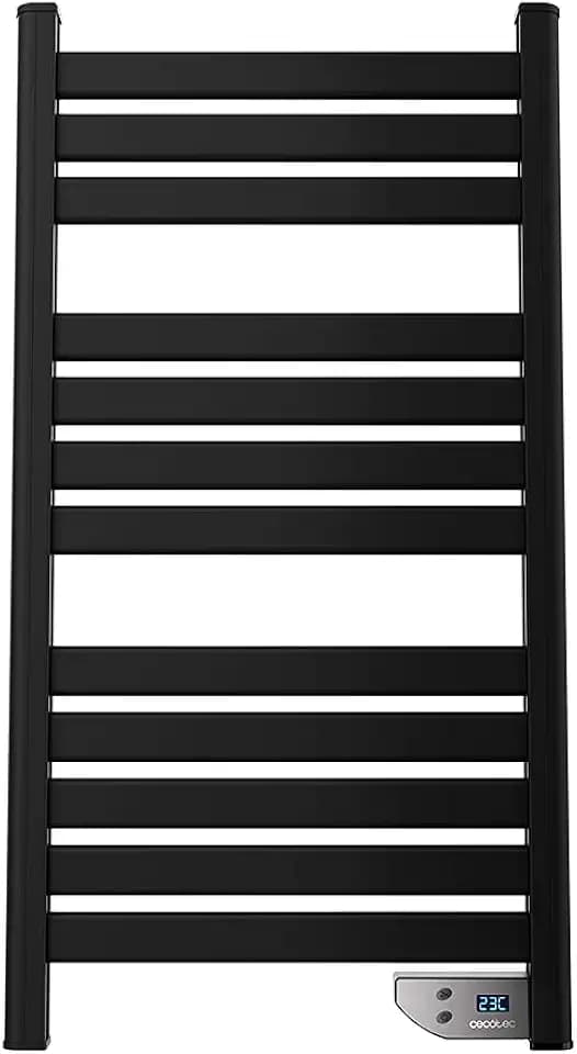 Cecotec Elektrischer Badheizkörper ReadyWarm 9090 Twin Towel Black. 500 W, LED-Anzeige, 2 h Timer, Schutzart IP24, doppeltes Sicherheitssystem, Elegantes Design und Montageset, Schwarz