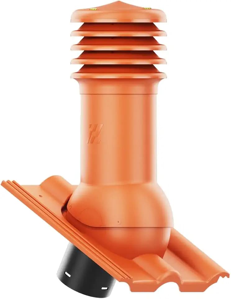 Entlüfterkamin HIVENT 125 mm für Betondachziegel Brass Frankfurter, Benders Mecklenburger, ProDach - Doppelrömer Dachentlüftung Ziegelrot Klassisch Rot