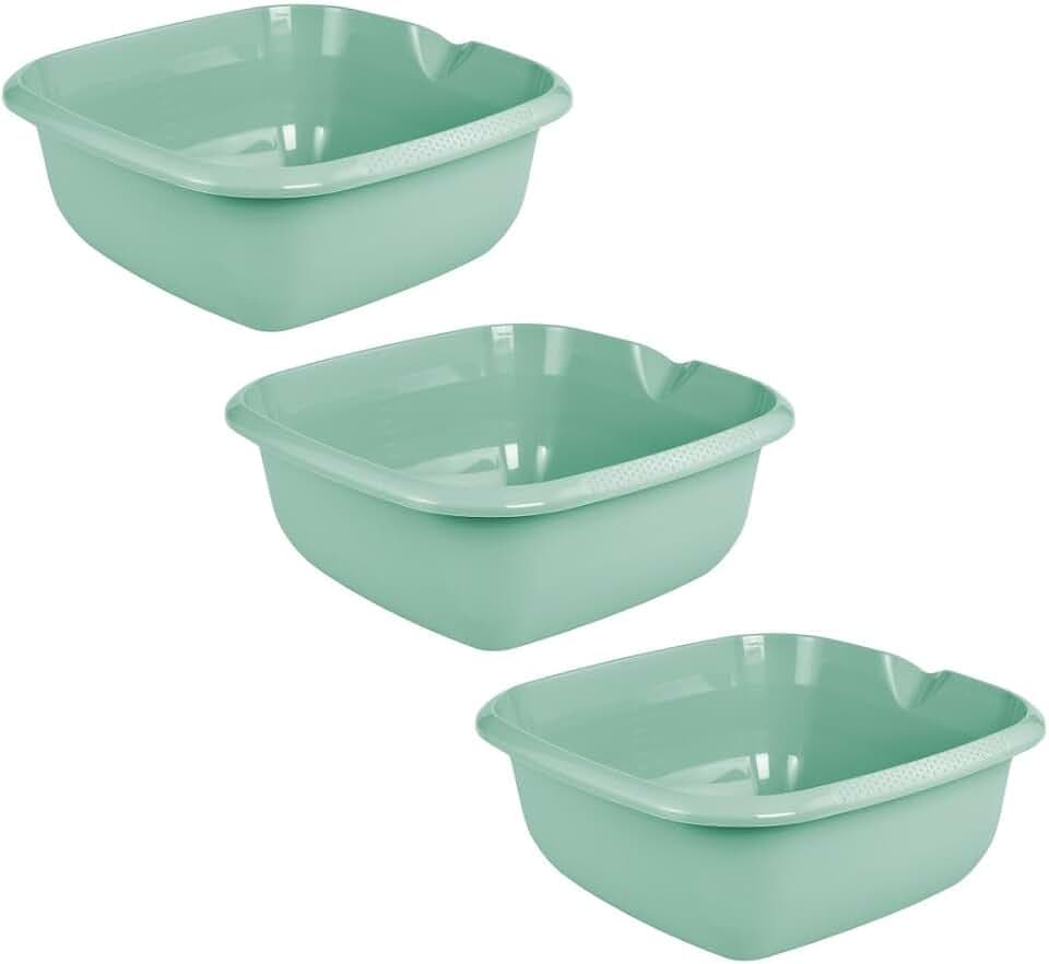 keeeper björk 3x Universal-Schüssel mit Ausguss, Eckig, 13 l, 38 x 38 cm, Nordic Green