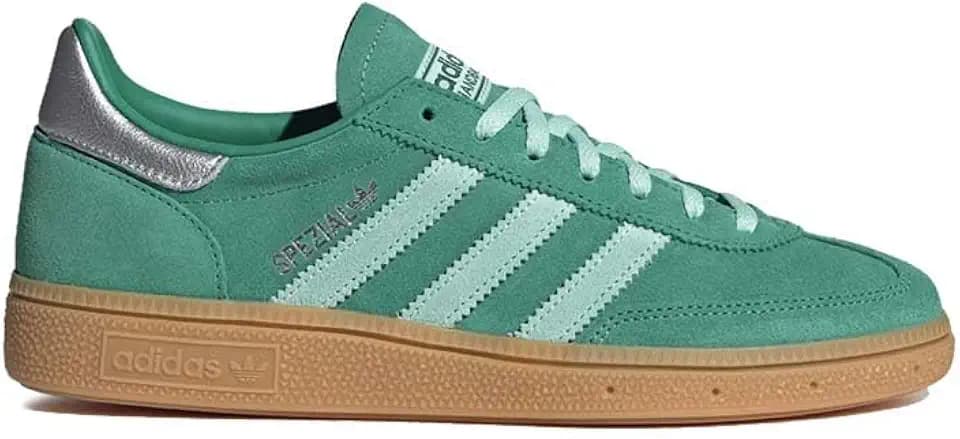 adidas Originals Handball Spezial Womens Sneakers, Semi Court Green/Clear Mint/Gum, Size 6.5