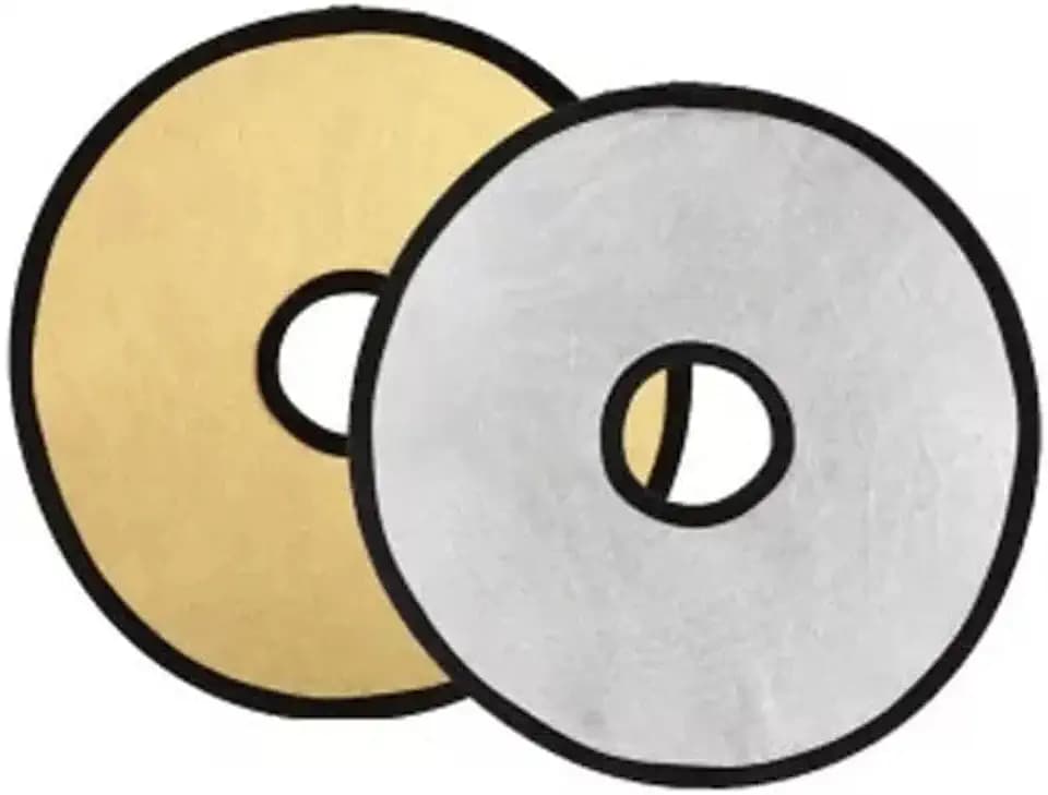 REFLEX CAMERA 2-in-1 Round Photography Reflector 60cm (23.6in) | Silver & Gold Reflective Surfaces | Hollow Center Design | Lightweight Portable Reflector with Carry Case (60cm (23.6in))