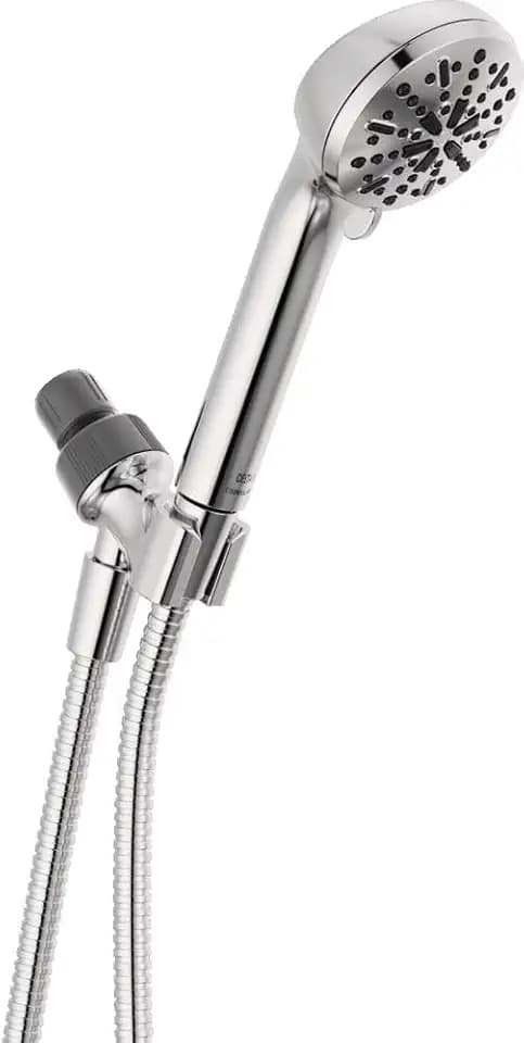 Delta Faucet 4-Spray Handheld Shower Head, Chrome Shower Head with Hose, Showerheads & Handheld Showers, Handheld Shower Heads, Detachable Shower Head, Hand Shower 2.5 GPM, Chrome 75413D